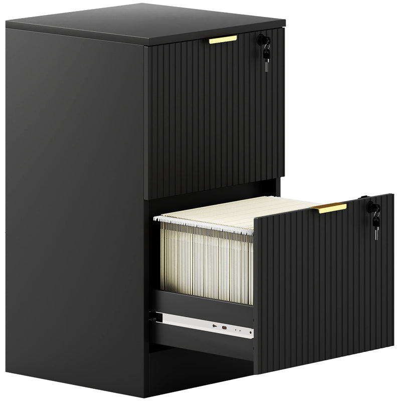 Filing Cabinet with Lockable Drawers for Home Office Organisation Black