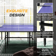 SPORTNOW 9FT Folding Table Tennis Table with Four Wheels, for Indoor Use, Blue AOSOM