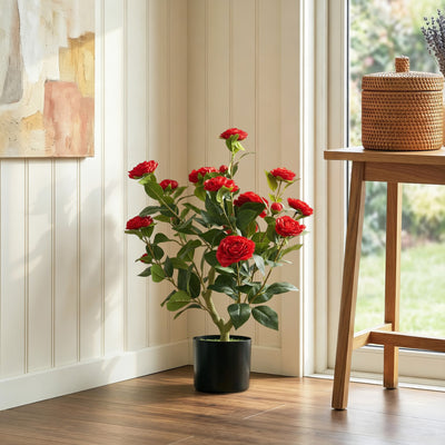 Artificial Camellia Plant for Lasting Indoor Colour with Realistic Red Blossoms Homcom
