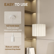 White Linen Wave Pendant Light Shade E27 Ceiling Lamp for Living Room Bedroom by HOMCOM