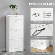 White Shoe Storage Cabinet with 3 Flip Drawers and Adjustable Shelves by HOMCOM