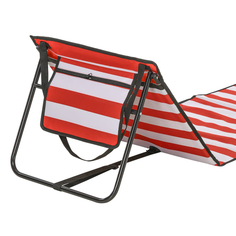 Folding Beach Chair Set with Adjustable Backrest and Carry Bag for Easy Transport Red Outsunny