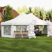 White 10 Sided Decagonal Garden Gazebo Marquee Party Tent with Heavy Duty Frame by Outsunny