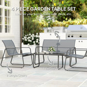 4 Piece Garden Furniture Set Light Grey Patio Sofa Set With Glass Table by Outsunny