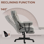 Ergonomic Executive Office Chair With Footrest Reclining Back And Lumbar Support, Grey