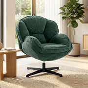 Bedroom Swivel Accent Chair with Wingback Support and Soft Velvet Upholstery Dark Green AOSOM