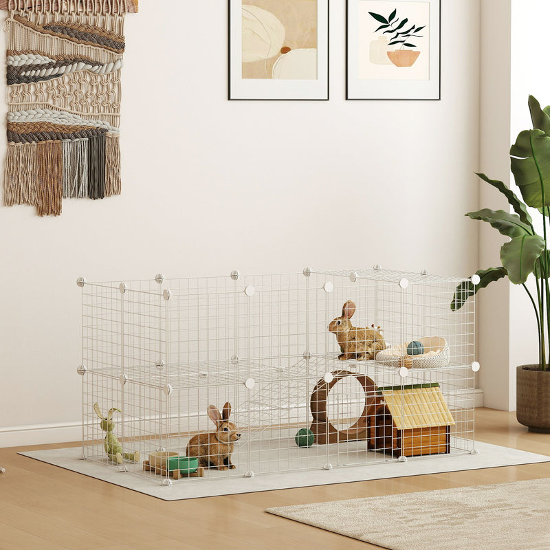 36 Panel Pet Playpen Metal Wire Fence for Small Animals Indoor and Outdoor Use White
