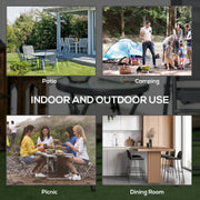 White Round Folding Garden Table with Marble Effect Top Small Outdoor Coffee Table