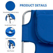 Blue Foldable Sun Lounger Set With Adjustable Backrest and Reading Hole for Garden Use