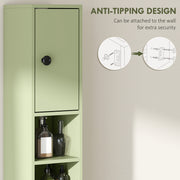 Green Slim Tall Bathroom Storage Cabinet with Drawer Shelves and Cupboards for Small Spaces