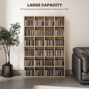 CD Storage Cabinet with Adjustable Shelves for Media and Display 89 x 130 cm ,Natural Wood