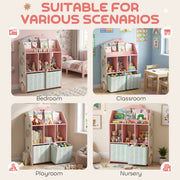 Kids Toy Storage Shelf with Book Display and Drawers for Easy Organisation Pink AOSOM