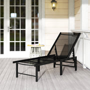 Adjustable Sun Lounger for Outdoor Relaxing with Breathable Seat and Steel Frame, Black Outsunny