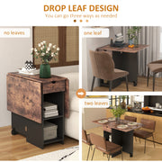 Folding Drop Leaf Dining Table with Drawer and Storage for Small Spaces Rustic Brown by HOMCOM