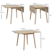 Folding Wooden Dining Table for Small Kitchens Seats 2 to 4 with Drop Leaf Design Natural