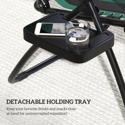 Green Zero Gravity Reclining Outdoor Sun Lounger with Shade Cup Holder and Cushion by Outsunny