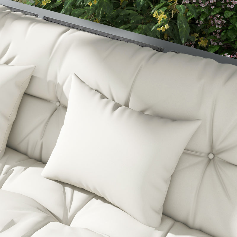 Outdoor Chair Cushion Set with Back Seat Pads and Ties Ideal for Patio Seating White AOSOM