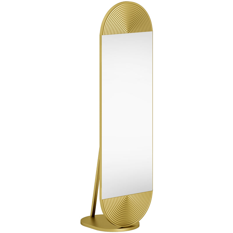 Full Length Free Standing Mirror with Shatter Proof Glass for Outfit Checks Gold Homcom
