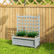 Wooden Raised Garden Planter With Trellis For Climbing Plants Indoor Outdoor Grey Outsunny