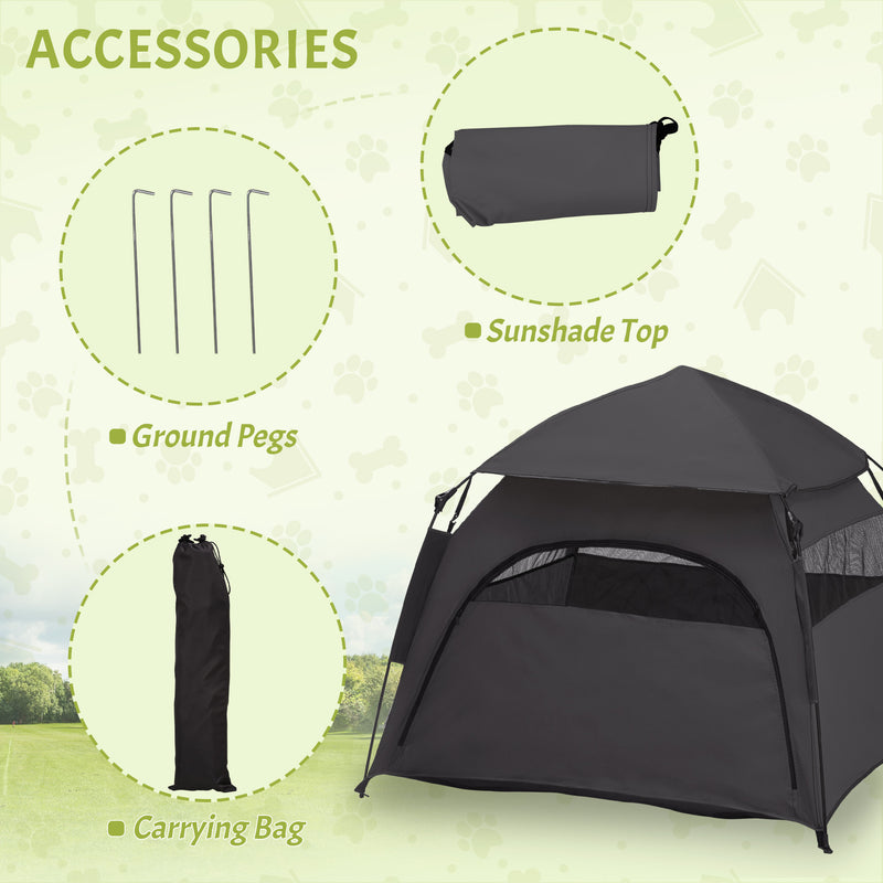 Foldable Dog Cat Tent with Water Resistant Oxford and Carry Bag for Extra Large Dogs Charcoal Grey by PawHut