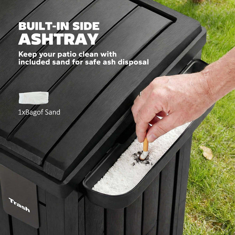 Outdoor Rubbish and Recycling Bin 110L with Snap-Lock Lid and Drip Tray Black Outsunny