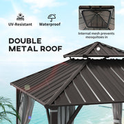 3 x 3m Hardtop Gazebo with Double Metal Roof and Waterproof Canopy by Outsunny