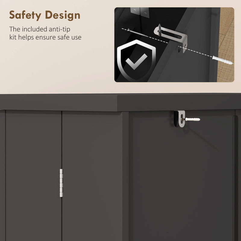 Freestanding Kitchen Pantry Cupboard With Adjustable Shelves For Extra Storage Black AOSOM