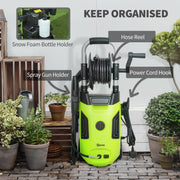 1800W High Pressure Washer 150 Bar with Adjustable Spray Nozzle and Hose Reel by Outsunny AOSOM