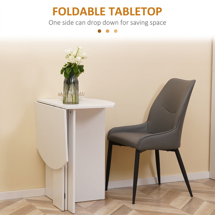 White 4 Seater Drop Leaf Dining Table Space Saving Design by HOMCOM