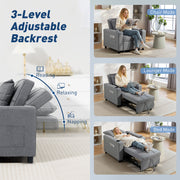 3 in 1 Convertible Single Sofa Bed Chair Ideal for Small Spaces Dark Grey Homcom