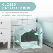 Covered Cat Litter Box with Scoop for Odour Control and Privacy, Light Blue