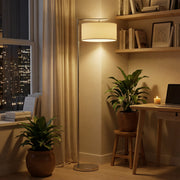 Floor Lamp with Overhead Soft Light for Living Room or Bedroom Silver and White AOSOM