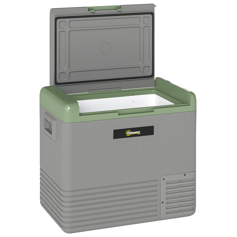 50L Portable Car Fridge in Light Green and Grey with Freezer Function by Outsunny AOSOM