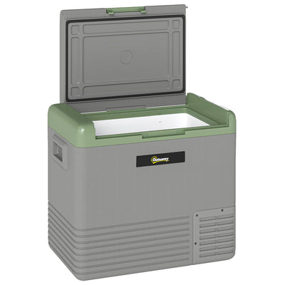 50L Portable Car Fridge in Light Green and Grey with Freezer Function by Outsunny AOSOM