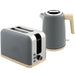 Grey 1.7L Fast Boil Cordless Kettle and 2 Slice Toaster Set with 7 Browning Levels by HOMCOM
