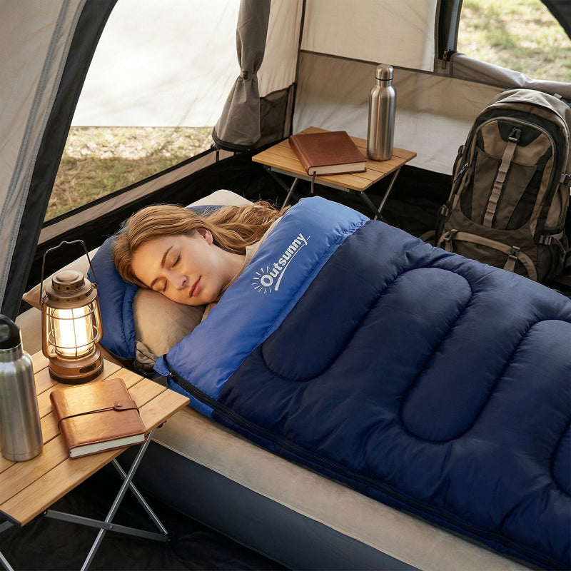Sleeping Bag for Camping with Spacious Design and Blanket Zip Navy Blue