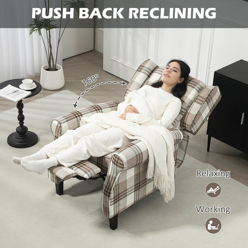 Brown Manual Reclining Chair with 160 Degree Adjustable Back and Footrest by HOMCOM