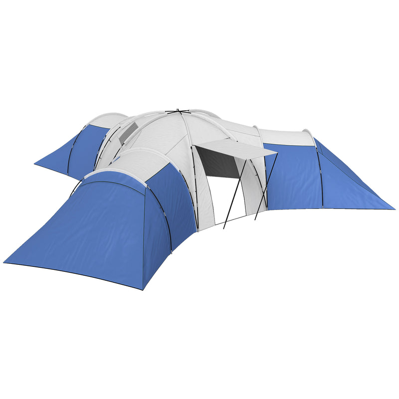 Family Camping Tent with Three Bedrooms and Living Area for Organised Group Trips Blue