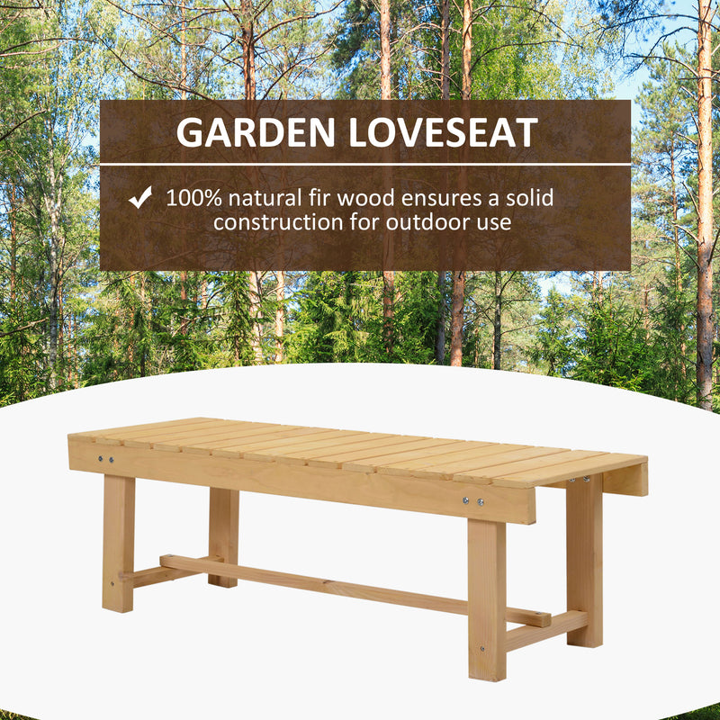 2 Seater Wooden Garden Bench Set for Patio or Indoor Use with Sturdy Fir Wood Frame, Natural