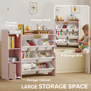 Kids Toy Storage Unit with 8 Removable Bins and Shelves Ideal for Bedroom or Playroom Pink