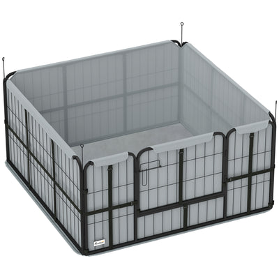 Steel Dog Whelping Box with Washable Pad and Windproof Cloth for Small Medium Dogs Grey AOSOM