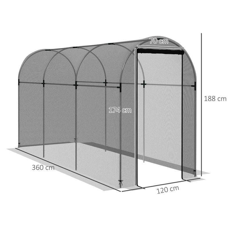 Mini Polytunnel Greenhouse 360 x 120 cm Black Weather Resistant by Outsunny