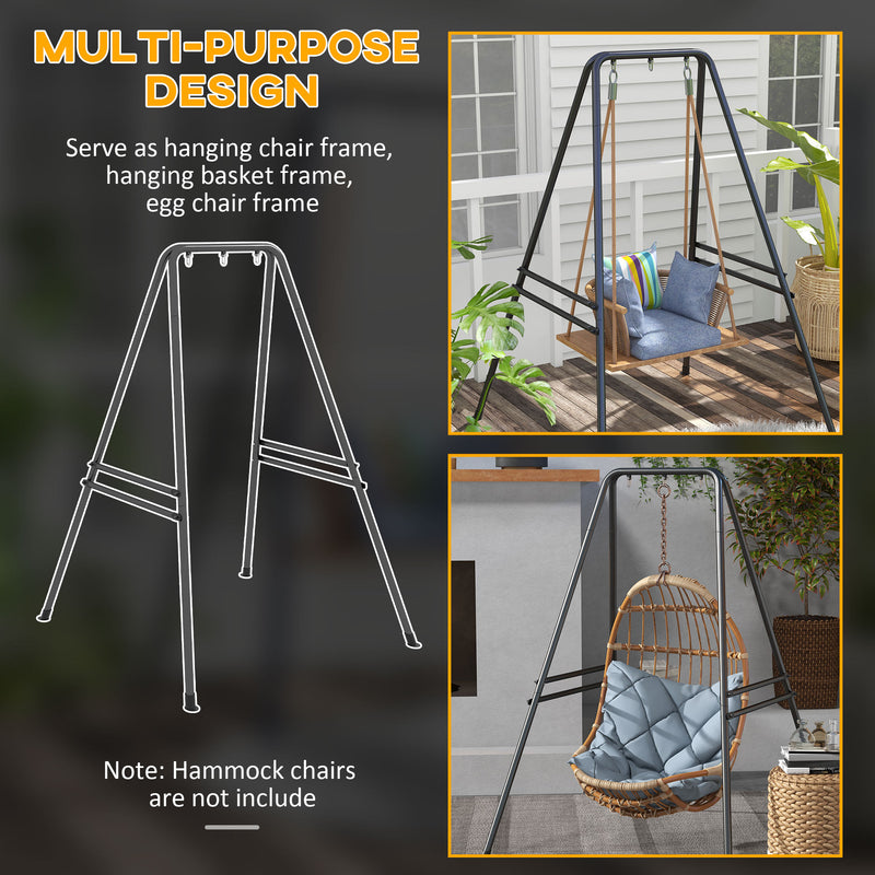 Heavy Duty Hammock Chair Stand For Hanging Swing Or Egg Chair Ideal For Garden Use Black AOSOM