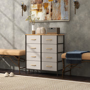 Cream White 8 Drawer Fabric Chest of Drawers with Wooden Top for Bedroom and Nursery by HOMCOM