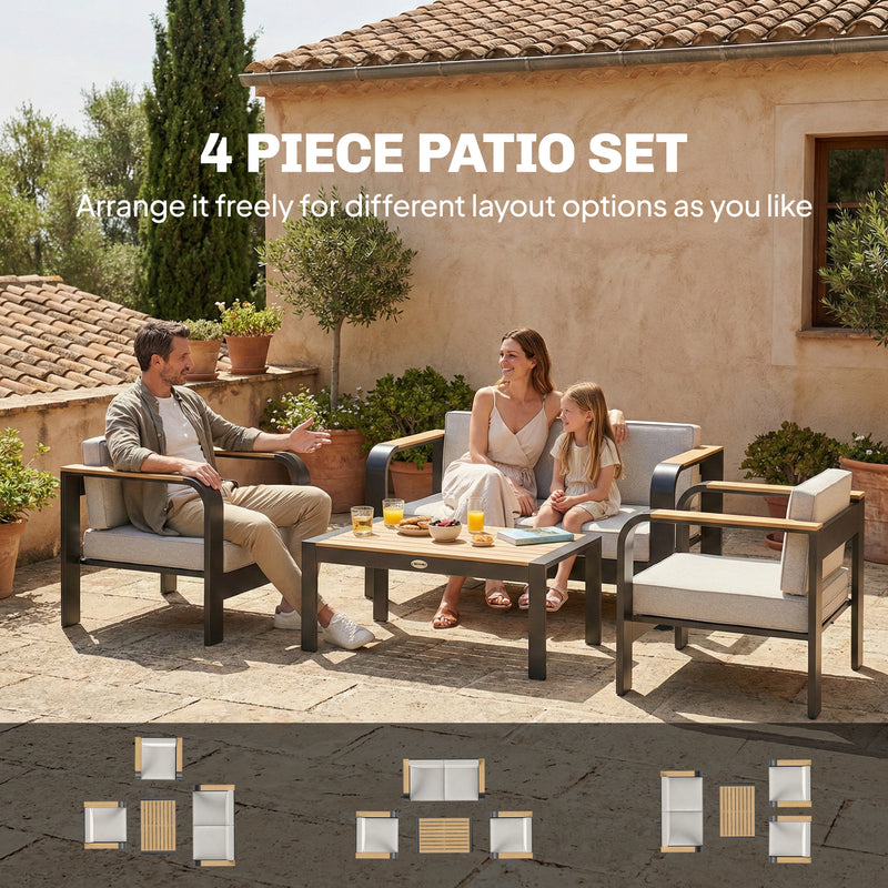 Modular Garden Sofa Set With Deep Cushions and Weatherproof Frames for Relaxing Outdoors Beige