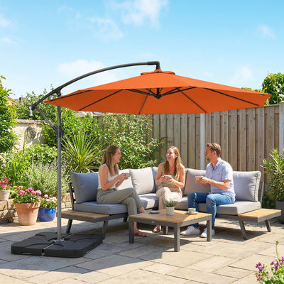 Cantilever Garden Parasol with Base & Cover Adjustable UPF30+ Shade and Overhanging Design for Patios Outsunny