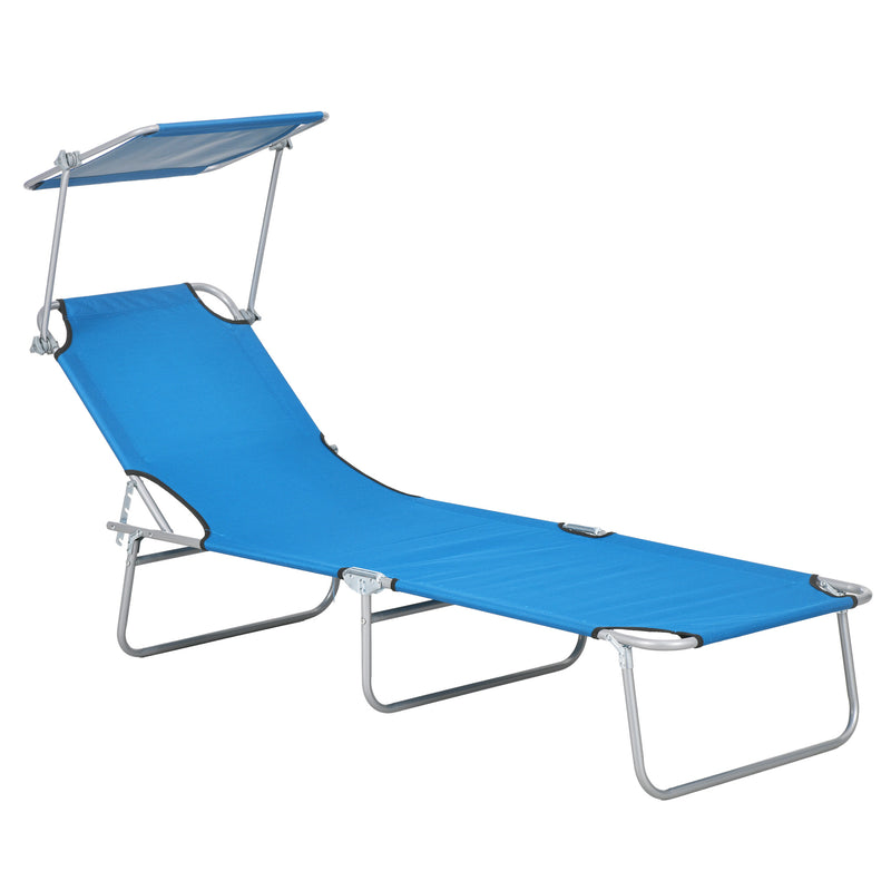 Bright Blue Sun Lounger with Adjustable Face Canopy by Outsunny