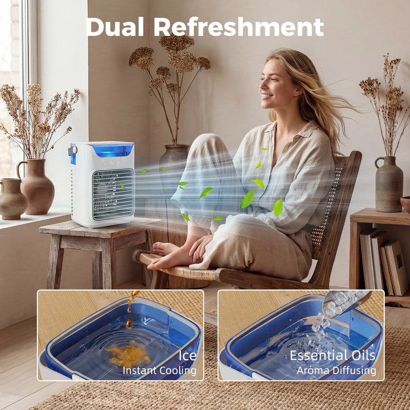 Desk Fan with Cooling Mist and Aroma Diffuser for Home or Office Grey AOSOM