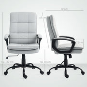 Ergonomic Double Padded Office Chair With Linen Look Fabric For Home Or Work Grey AOSOM