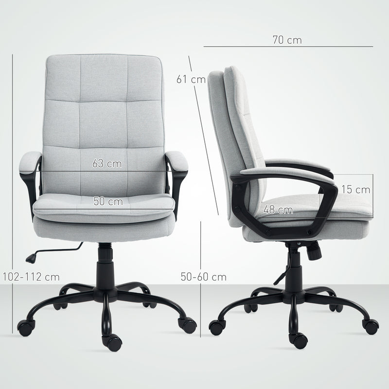 Ergonomic Double Padded Office Chair With Linen Look Fabric For Home Or Work Grey AOSOM